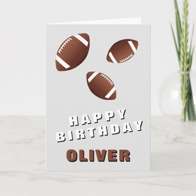 American Football Ball Happy Birthday Dankeskarte (Vorderseite)
