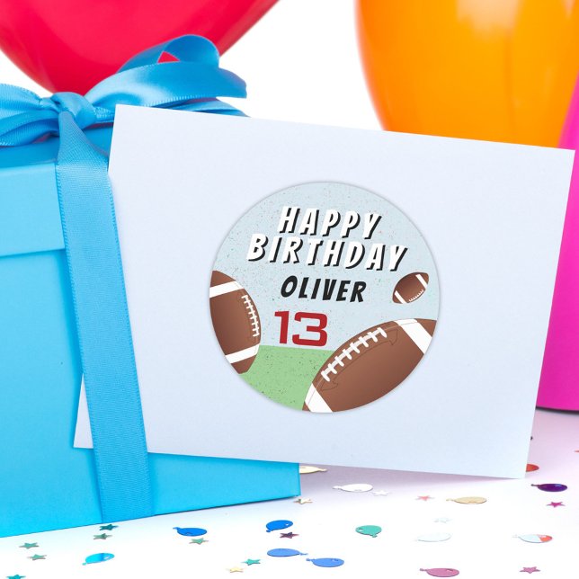 American Football Ball Happy Birthday Runder Aufkleber (Von Creator hochgeladen)
