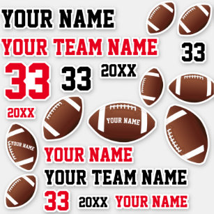 American Football Ball Team Name Number Kids Aufkleber