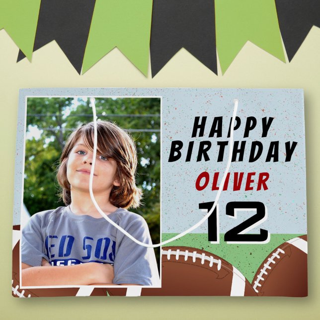 American Football Balls Birthday Foto Große Geschenktüte (Von Creator hochgeladen)