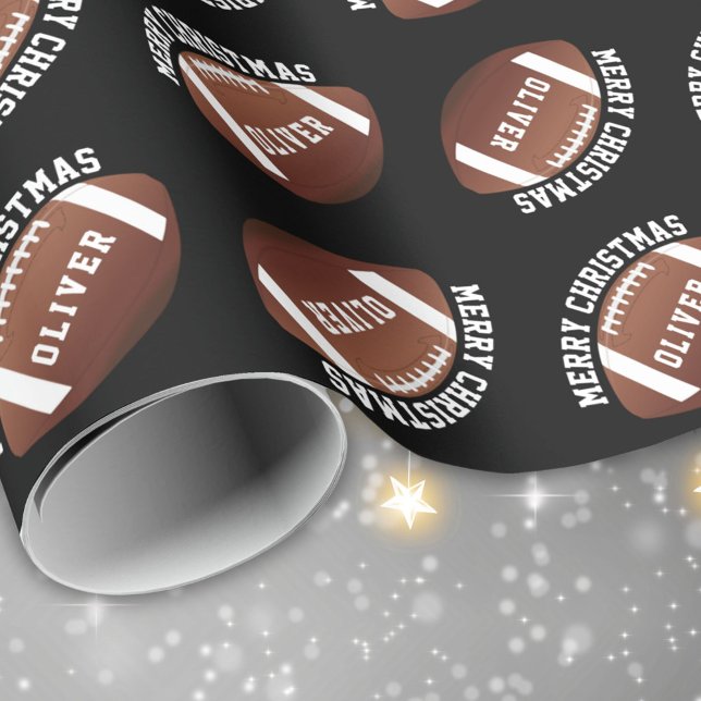 American Football Balls Name Black Christmas Geschenkpapier (Von Creator hochgeladen)