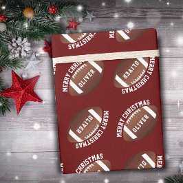 American Football Balls Name Red Christmas Geschenkpapier