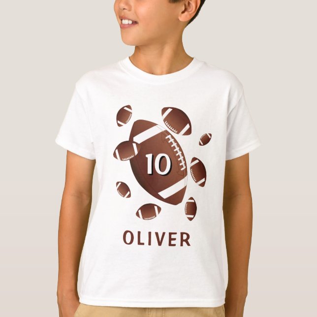 American Football Balls Sport Age Name T-Shirt (Vorderseite)