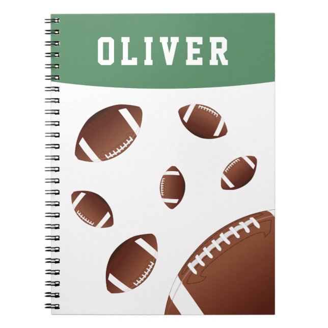American Football Balls Sports Player Kinder Name Notizblock (Vorderseite)