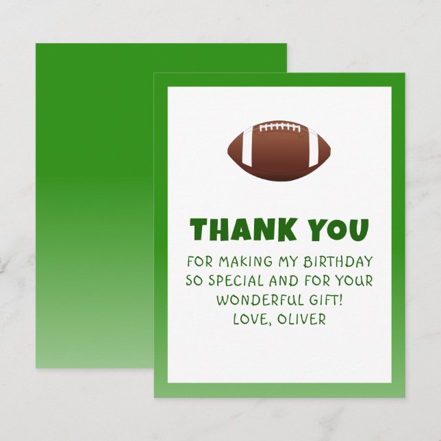 American Football Birthday Dankeskarte (Vorne/Hinten)