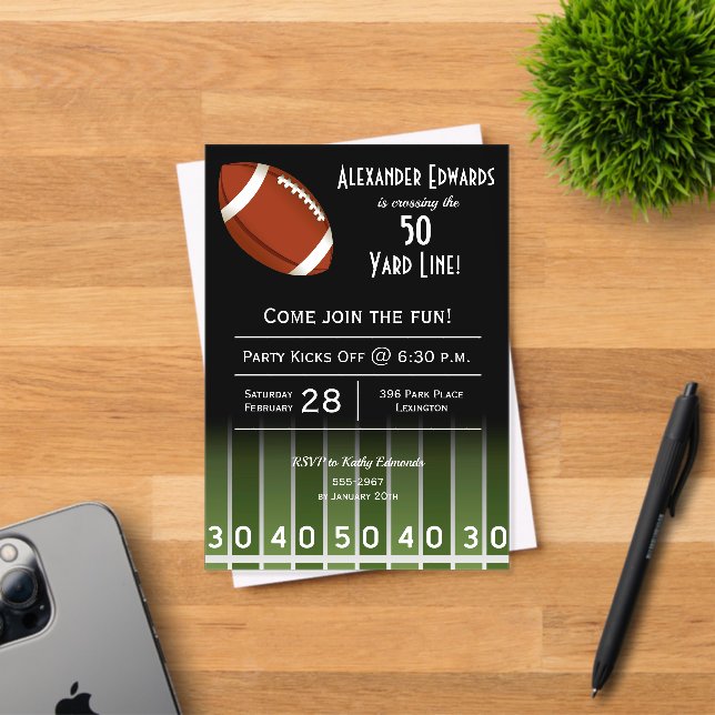American Football Birthday Party Acryleinladungen (Insitu (Einladungskarte))