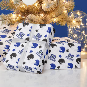 American Football Blue and Black Muster Geschenkpapier