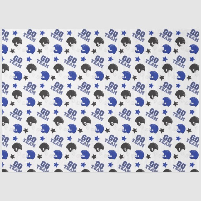 American Football Blue and Black Muster Seidenpapier (Vorderseite)
