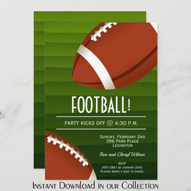 American Football Bowl Game Party Einladungen (American Football Bowl Game Party Invitations (INSTANT DOWNLOAD available in our collection))