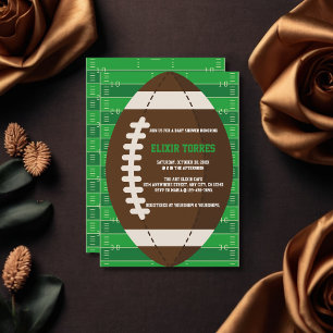 American Football Braun & Grün Baby Shower Einladung