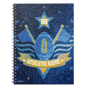 American Football Champions mit Blue and Gold Glit Notizblock