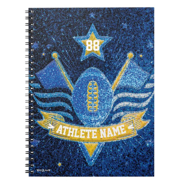 American Football Champions mit Blue and Gold Glit Notizblock (Vorderseite)