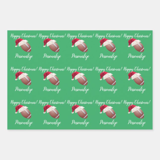 American Football Christmas Personalisiert Geschenkpapier Set (Vorderseite)