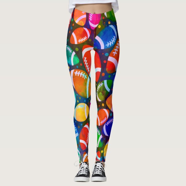 American Football Colorful Muster Leggings (Vorderseite)