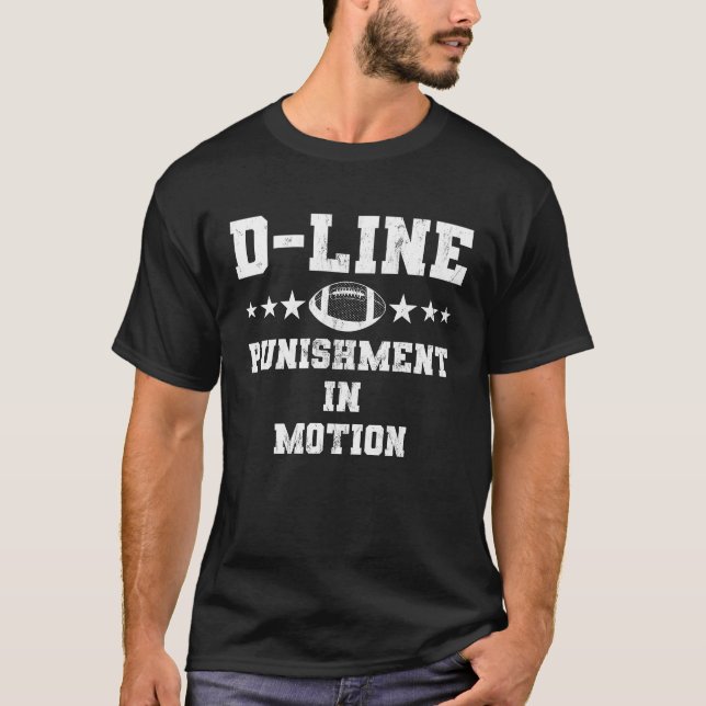 American Football D Line Strafe in Bewegung T-Shirt (Vorderseite)