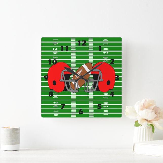 American Football Design Quadratische Wanduhr (Zuhause)