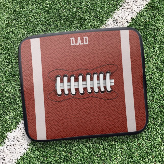 American Football Fan Monogram Laptop Sleeve (Add your initials to this American football ball inspired laptop sleeve)