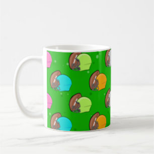 American Football - Farbige Helme und Ballmuster Kaffeetasse