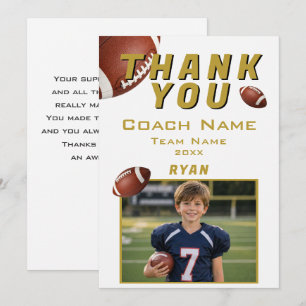 American Football Foto Spieler Team Trainer Dankeskarte