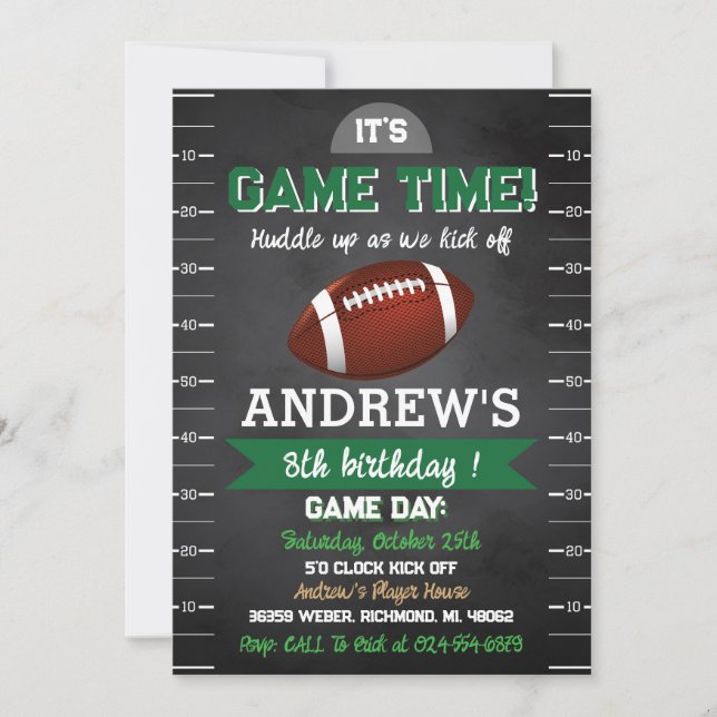 American Football Geburtstag Einladung (Vorderseite)