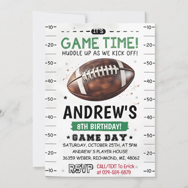 American Football Geburtstag Einladung (Vorderseite)
