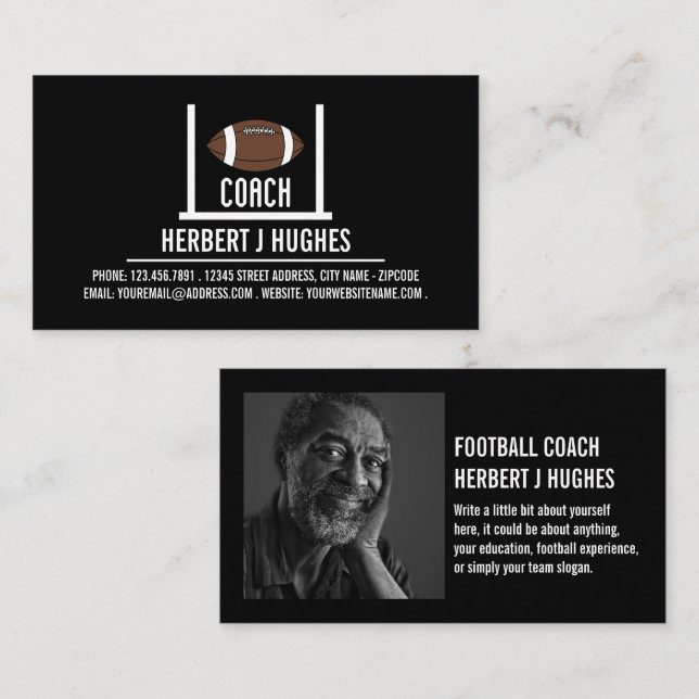American Football & Goal, Football Coach Foto Visitenkarte (Vorne/Hinten)