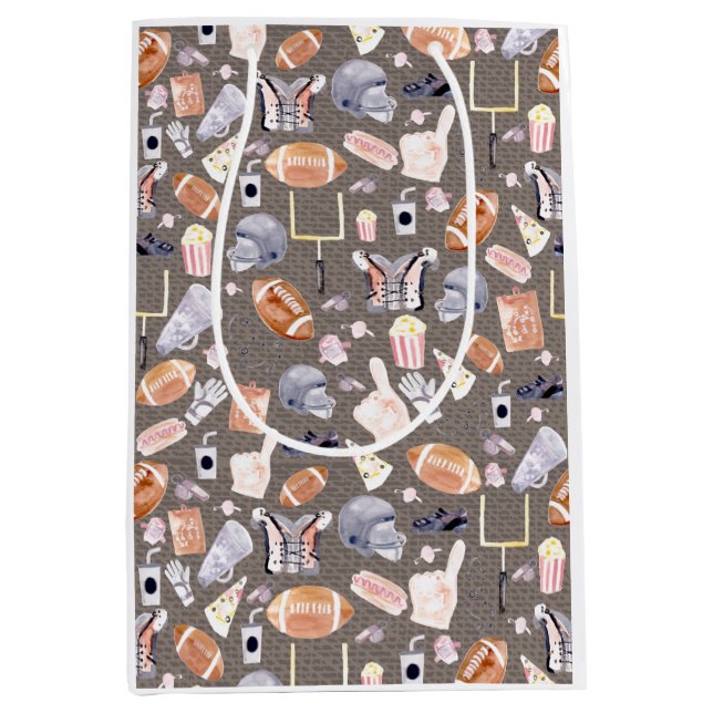 American Football Gray Textur | Muster Mittlere Geschenktüte (Vorderseite)