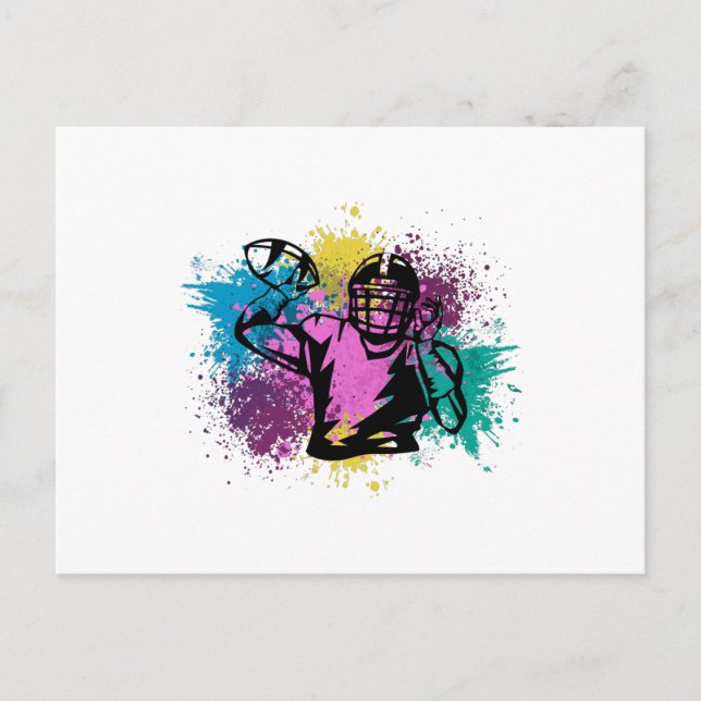 American Football Grungy Color Splashes Postkarte (Vorderseite)