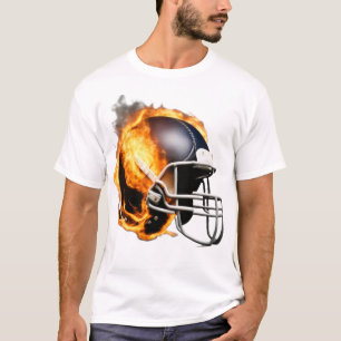 American Football Helmet on Fire Cool Design T-Shirt