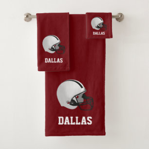 American Football Helmet & Text on Maroon Badhandtuch Set