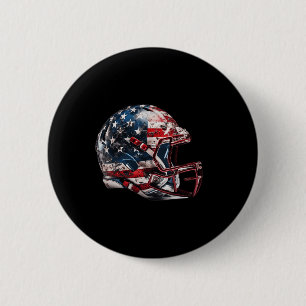 American Football Helmet Us Flag Button