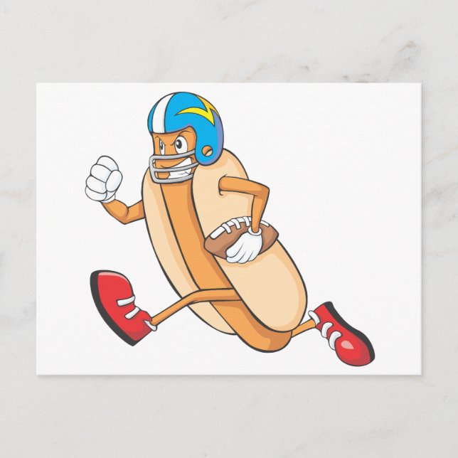 American Football Hotdog läuft Postkarte (Vorderseite)