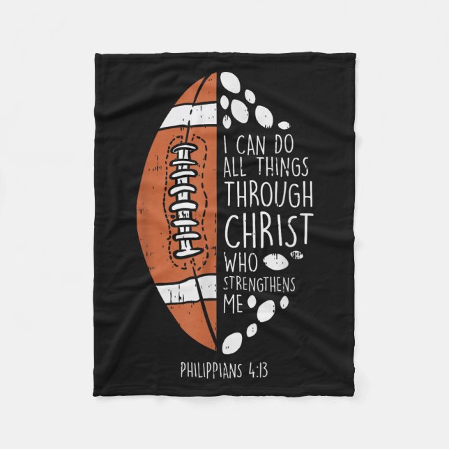 American Football I Can Do Things Bible God Jesus  Fleecedecke (Vorderseite)