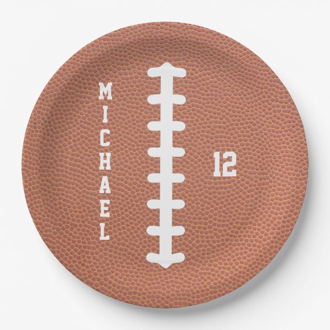 American Football Name Birthday Party Pappteller (Vorderseite)