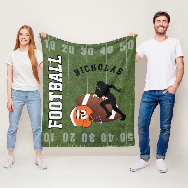 American Football 🏈 Orange Helmet Fleecedecke (Beispiel)