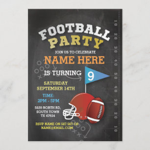 American Football Party Blue Birthday Einladung