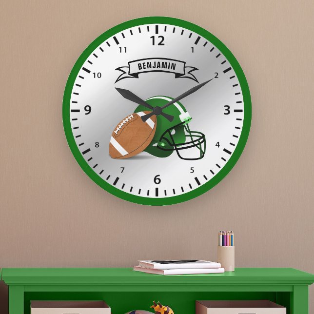 American Football Personalisiert Name Boys Room Große Wanduhr (Von Creator hochgeladen)