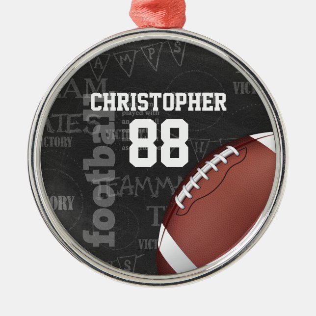 American Football - Personalisierter Fußballball Ornament Aus Metall (Vorne)