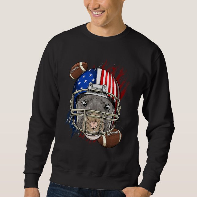 American Football Player Rat Patriotic 4th Of July Sweatshirt (Vorderseite)