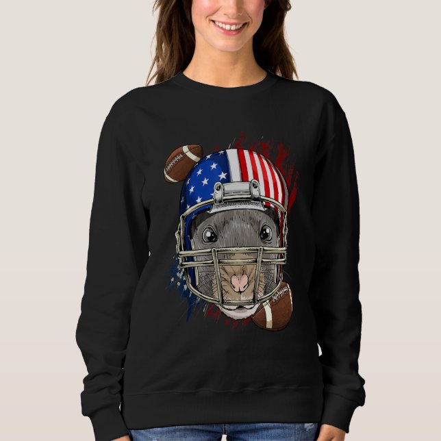 American Football Player Rat Patriotic 4th Of July Sweatshirt (Vorderseite)