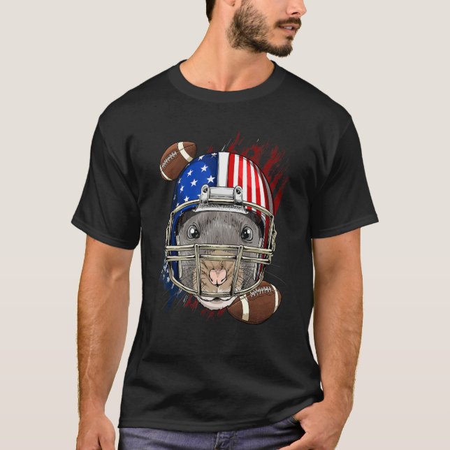 American Football Player Rat Patriotic 4th Of July T-Shirt (Vorderseite)