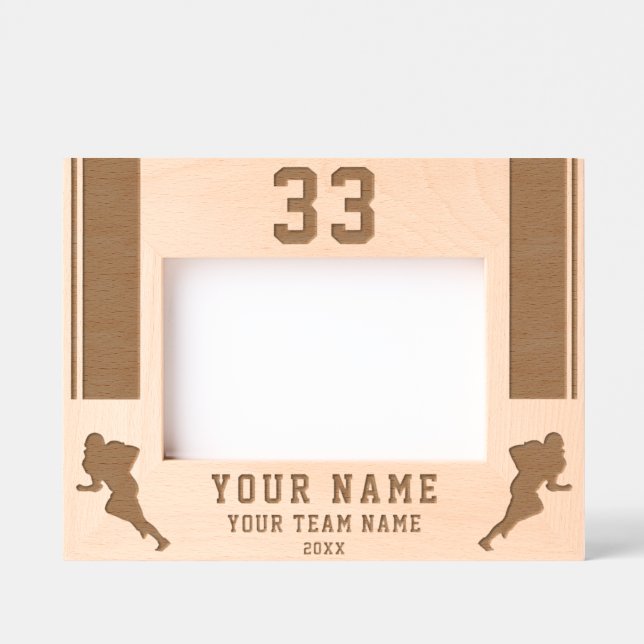 American Football Player Silhouette Sports Geätzte Rahmen (Vorderseite)