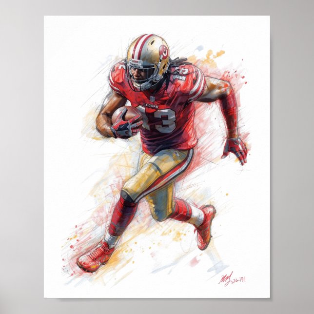 American Football Player spielt mit Ball Poster (Vorne)