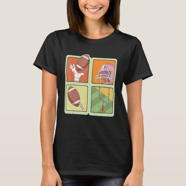 American Football Player Tackle Retro Sport T-Shirt (Vorderseite)
