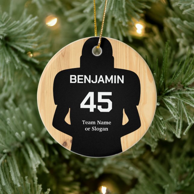American Football Player with Name & Number 2022 Keramik Ornament (Baum)