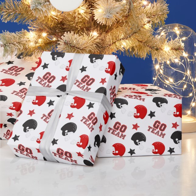 American Football Red and Black Muster Geschenkpapier (Feiertage)
