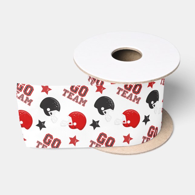 American Football Red and Black Muster Satinband (Spule)