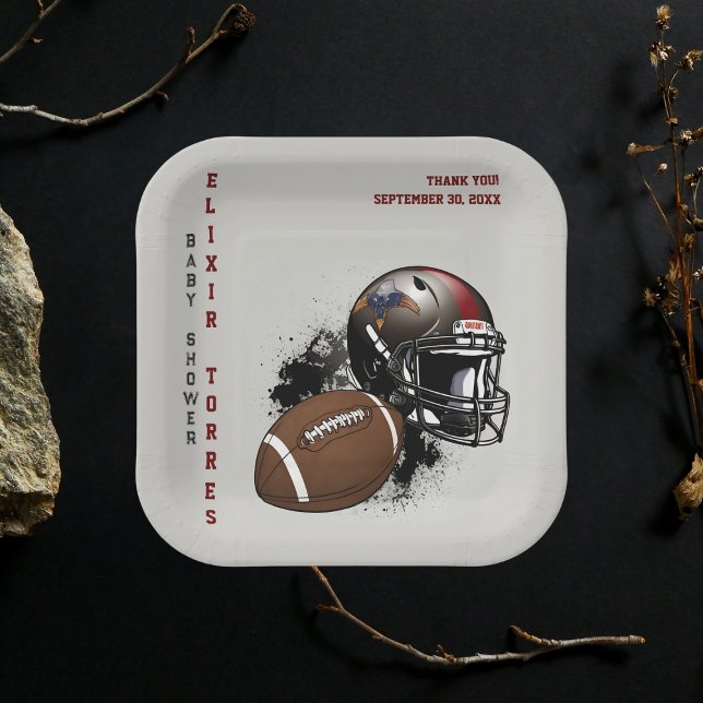 American Football Red & Black Baby Dusche Pappteller (Von Creator hochgeladen)