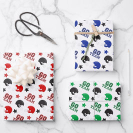 American Football Red, Blue and Green Patterns Geschenkpapier Set