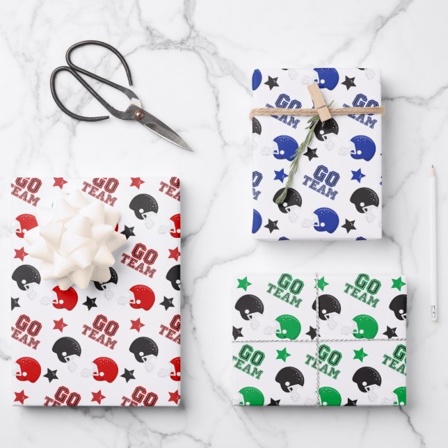American Football Red, Blue and Green Patterns Geschenkpapier Set (Vorderseite)